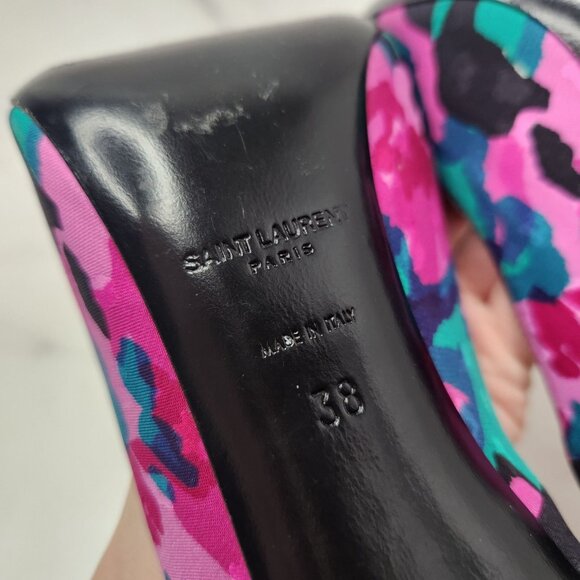 Saint Laurent Paris Floral Print Pumps Stiletto Heels Formal - Picture 9 of 12